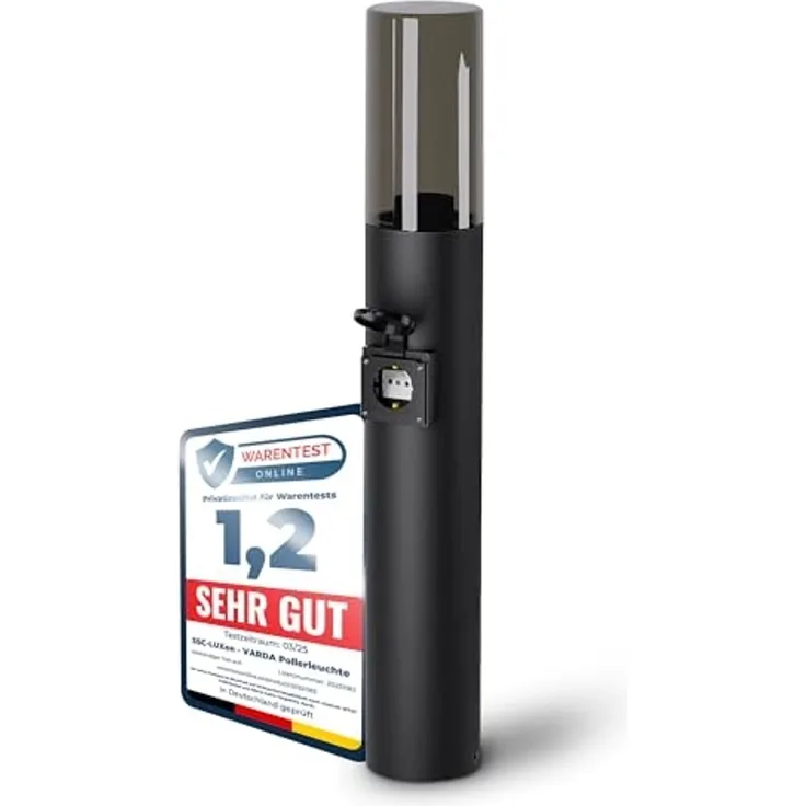 SSC-LUXon LED Gartenstrahler VARDA Außen Wegeleuchte mit Steckdose E27 Höhe 50 cm IP44 schwarz