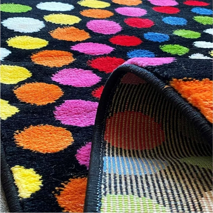 Vimoda Teppich Kurzflor Bunt Teppichwohnzimmer Patchwork Wellen, Rechteckig, Höhe: 12 mm, Läufer Punkte,Farbig, Modern Läufer,Weich,dick – Bild 2