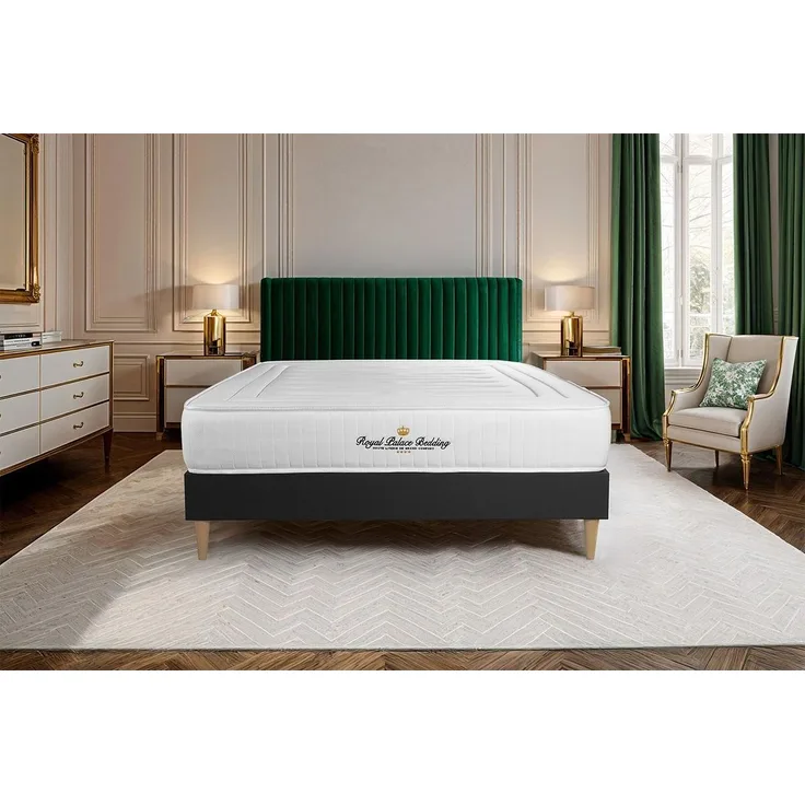 LANCASTER Matratze 200x200 cm + Bettgestell mit Lattenrost, H4, Taschenfedern und Memory-Schaum, Höhe: 22 cm, H4, Schwarz