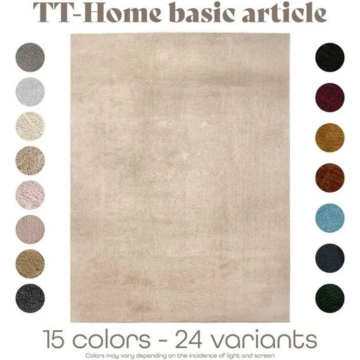 TT Home Teppich, Läufer, Höhe: 14 mm, Wohnzimmer Kurzflor Einfarbig Modernes Design Waschbar – Bild 4