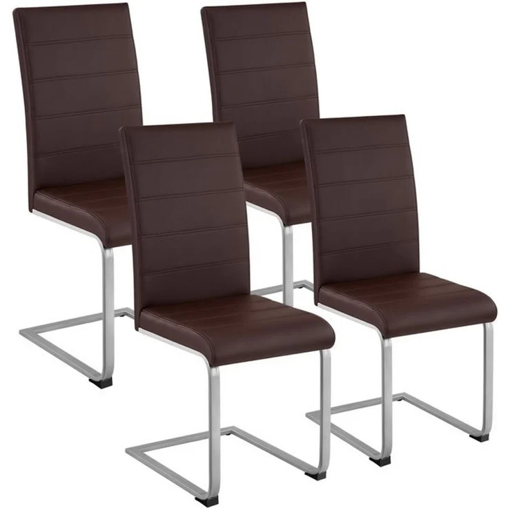 tectake Esszimmerstuhl Set Schwingstuhl (4er Set, 4 St), gepolstert mit Kunstlederbezug – Bild 4