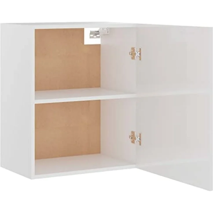 vidaXL Hängeschrank 2 Regalböden Küche Schrank Einbauküche Küchenzeile Küchenmöbel Oberschrank Küchenschrank Hochglanz-Weiß 50 x 31 x 60 cm Holzwerkstoff – Bild 6