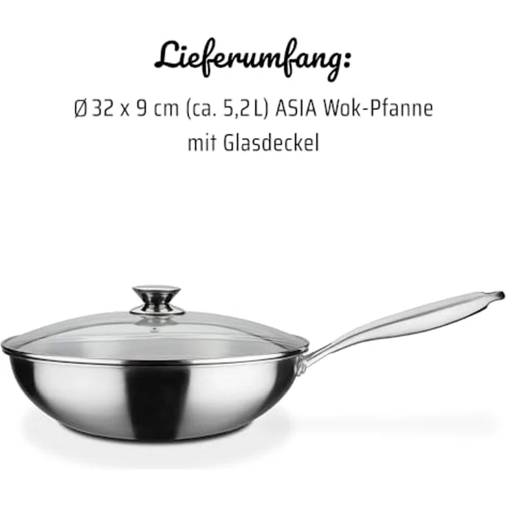 GSW Wok Asia, Edelstahl 18/8, Ø 32 cm, Induktion – Bild 7