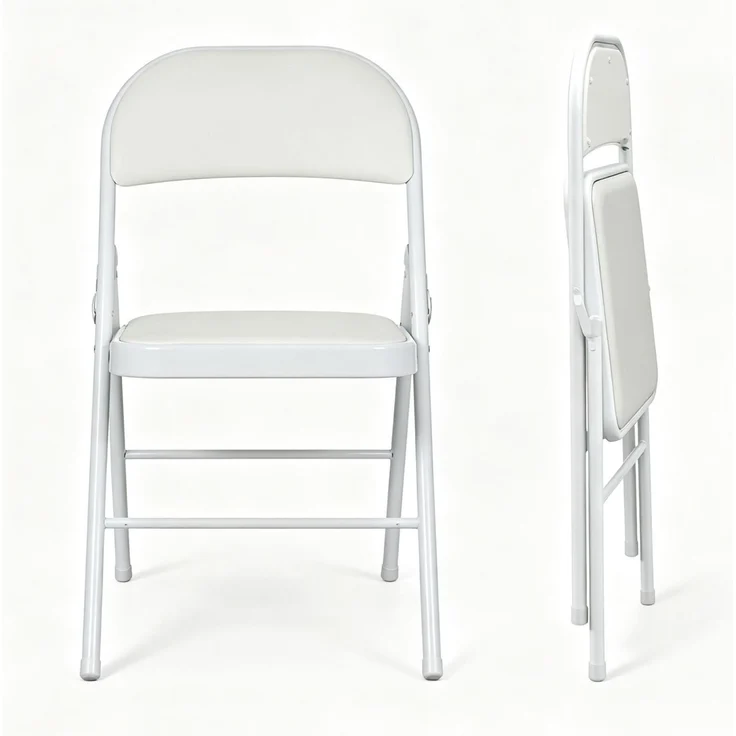 Klappstühle im 2er-Set, 45 x 46 x 78 cm, weiß, mit Stahlgestell – Bild 4
