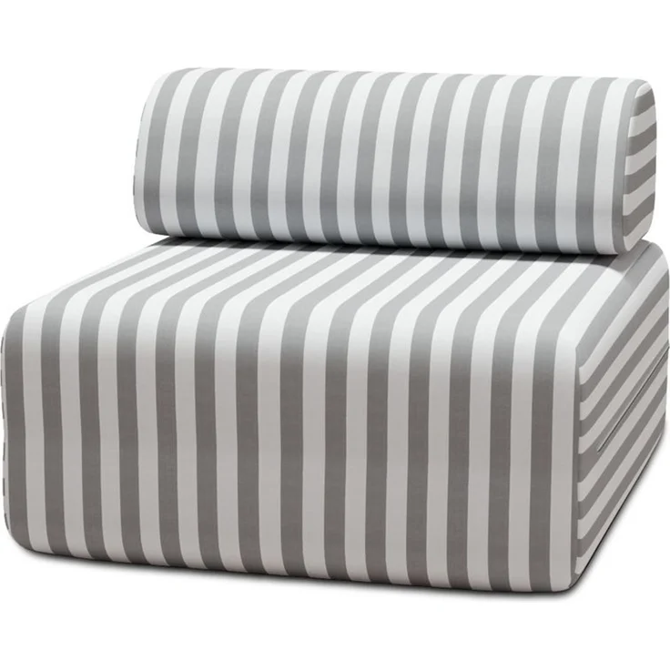 Gestreifter Outdoor-Sessel, weiß und grau – Bild 1