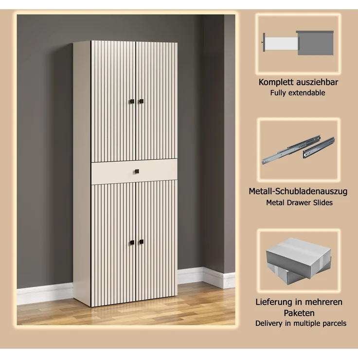 Badezimmer Hochschrank Bliss in grau 70 x 186 cm – Bild 10