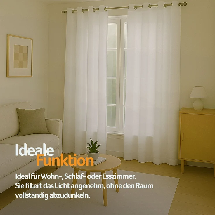 Gardine mit Ösen *** x *** cm ( Breite x Länge ) in ***, blickdichter Vorhang, Ösenvorhang in vielen Variationen 140x175 cm Weiß – Bild 7