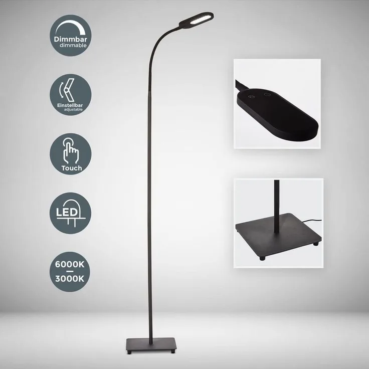 LED Stehleuchte dimmbar Stehlampe schwenkbar Memory & Touch Funktion