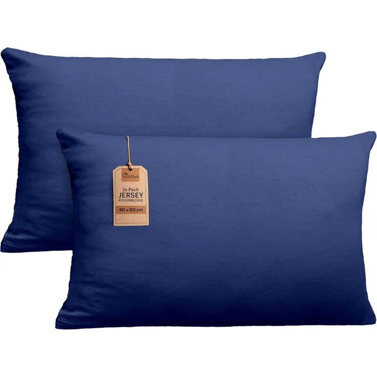 NatureMark 2er Pack Jersey Kissenbezug Kissenhülle Kissenbezüge Seitenschläferkissen Nackenkissen viele Größen und Farben ÖKO-TEX (40x60 cm (Nackenkissen geeignet), Navy blau) – Bild 1