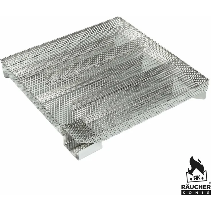 Räucher König Metall Kaltraucherzeuger Single Gr. L, Edelstahl Silber 27,5 x 27,5 x 4,5 cm
