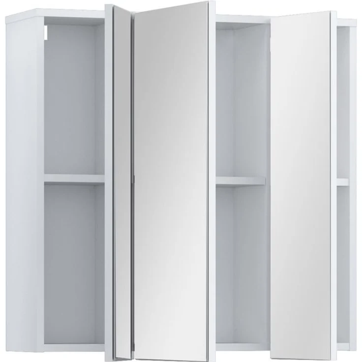 Badezimmerspiegelschrank >LOKKO< 3 Türen, grifflos, Weiss / Spiegel - 69,9x70,3x22,1cm (BxHxT) – Bild 5