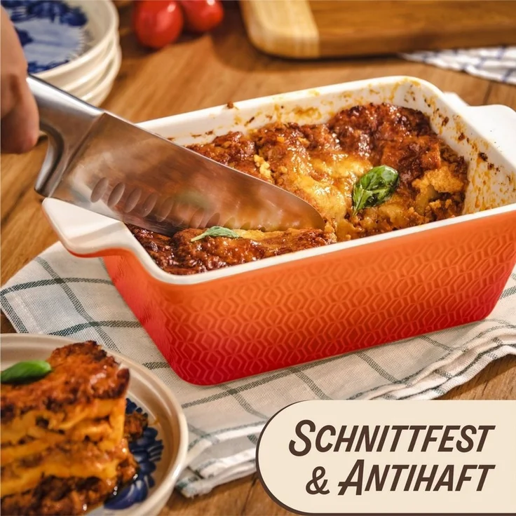 Praknu Auflaufform Auflaufform Keramik für 2 Personen - Extra Hoher Rand - Für Lasagne, Porzellan - Keramik, (1-St), Für 2 Personen Lasagne, Tiramisu & Auflauf - Hoher Rand - Eckig – Bild 2