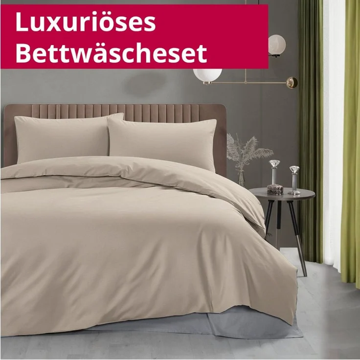 DecoHomeTextil Heimtextilmanufaktur Bettwäsche Set Bettgarnitur mit Reißverschluss Polycotton Uni – Bild 2