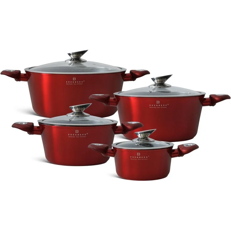 Edenberg Topf-Set Klassische schwarze Töpfe, in 4 verschiedenen Größen und in 4 Farben, Aluminium, Keramik (Gönnen Sie sich stilvolles Kochen auf höchstem Niveau – mit diesem eleganten Topfset, das Design, Qualität und Funktionalität perfekt vereint, 8... – Bild 5
