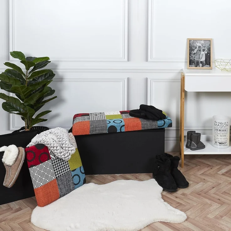 CMP Paris Home Deco Factory Truhenbank, zusammenlegbar, Patchwork, 76 x 38 x 38 cm – Bild 11