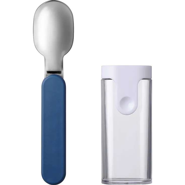Mepal 'Ellipse' Klapplöffel inklusive Aufbewahrungsetui, Edelstahl Nordic Denim, 14,5 cm