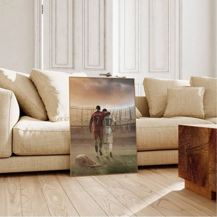 JUSTGOODMOOD Poster Premium ® Ronaldo & Messi Freunde Fußball Poster · ohne Rahmen – Bild 3