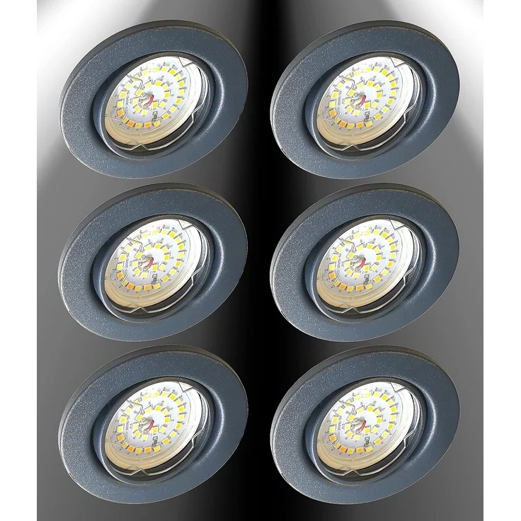 TRANGO LED Einbauleuchte, 6er Set 6729-061M36K LED Einbaustrahler Anthrazit matt inkl. 6x 5 Watt CCT Farbtemperatur Steuerung 2700K-4000K-6500K LED Modul, Einbauspot, Deckenleuchte, Downlight, Deckenlampe – Bild 3