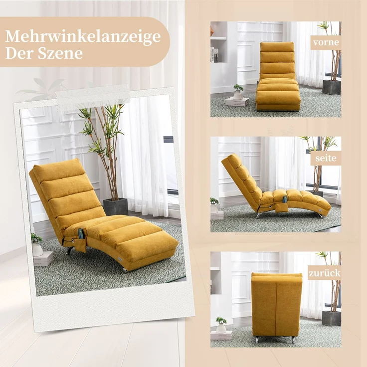 LVHOM Relaxsessel Sackleinen Massage-Liege INDOOR PREMIUM, Ergonomische Fernbedienungs-Steuerung, 5 sanfte Massageprogramme, Elektrischer Massagesessel – Bild 3