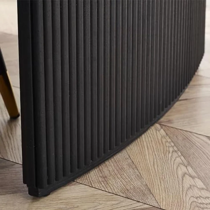 Julian Bowen Louis schwarzer geriffelter ausziehbarer Esstisch, Eschenholz, 180x90 cm, Schwarz – Bild 5