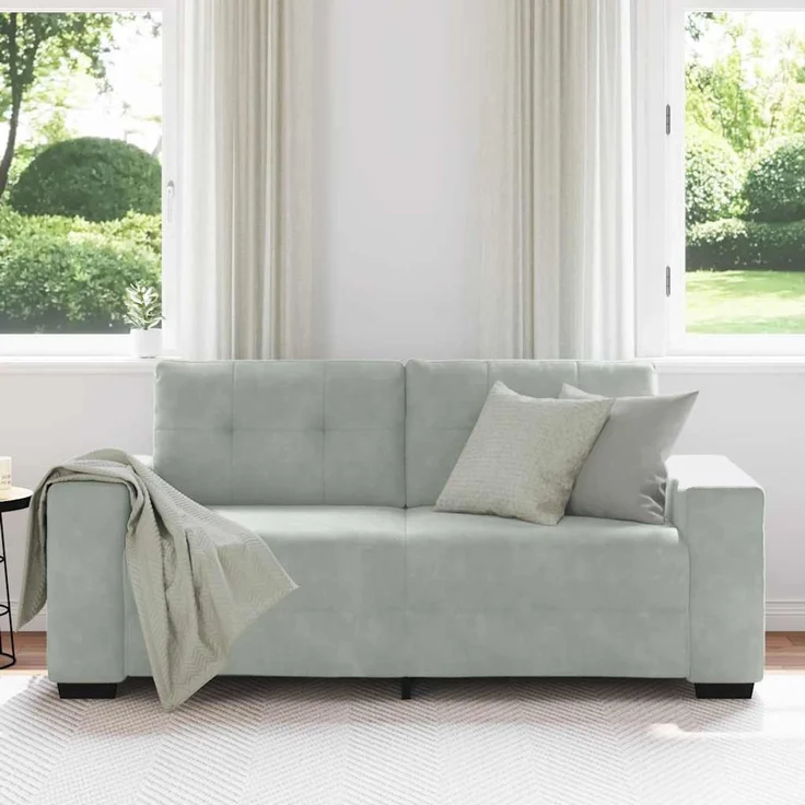vidaXL Zweisitzer-Sofa Hellgrau 180x77x82 cm Samt 4105122 – Bild 3