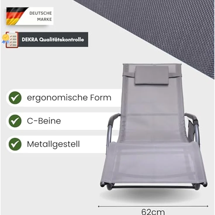 Albatros Premium Gartenliege C-FORM, Schwungliege mit Kopfkissen, wetterfest, ergonomisch, belastbar bis 160 kg, ideal für Garten und Terrasse – Bild 4