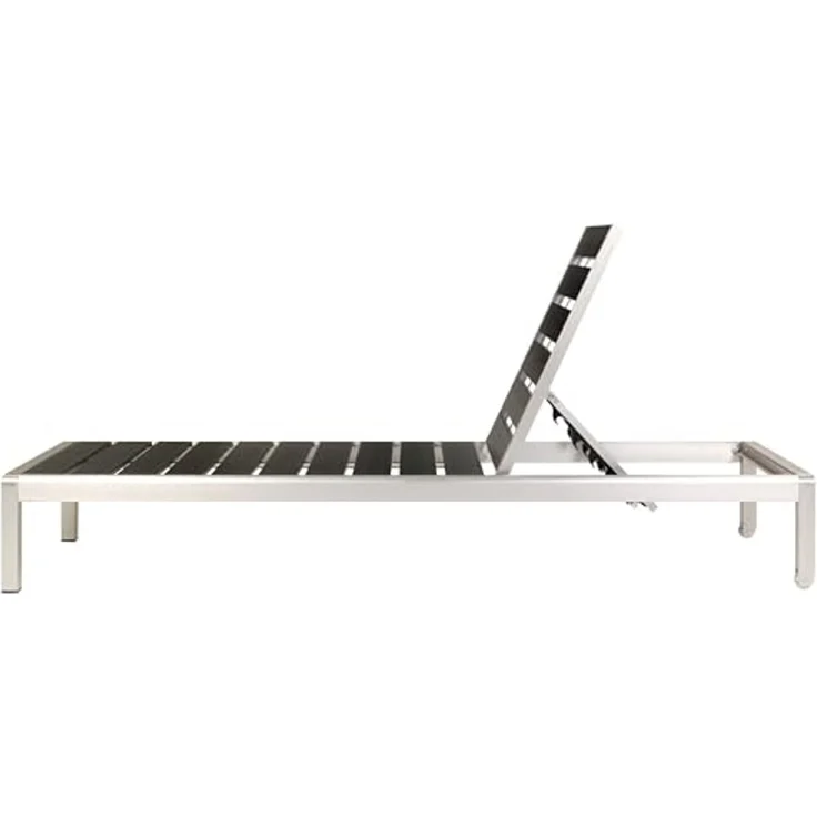 Beliani 'NARDO' Gartenliege verstellbar, Aluminium / Kunstholz, 29 x 198 x 64 cm, Schwarz – Bild 6