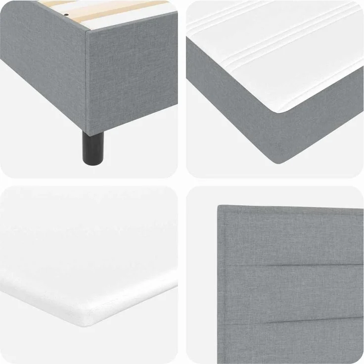 vidaXL Boxspringbett mit Matratze mit LED Hellgrau 200 x 200 cm Stoff 3342816 – Bild 11