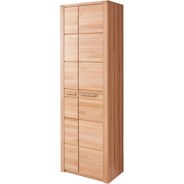 Garderobenschrank >Nature One< 2 Türen, 6 Böden, soft-close, Kernbuche teilmassiv - 65x201x40cm B/H/T – Bild 1