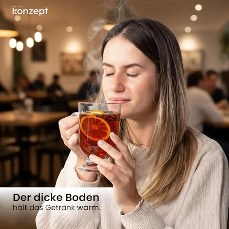 KONZEPT Gläser-Set Kaffeetassen 6-teilig – 420 ml, ideal für Kaffee, 6-tlg, aus Glas mit Henkel, hitzebeständig & spülmaschinengeeignet – Bild 6