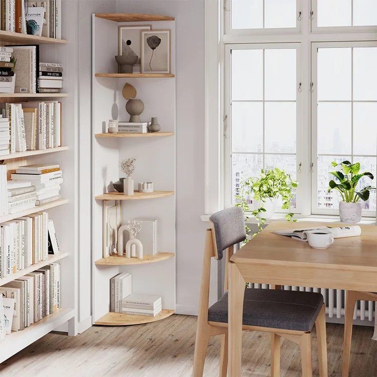 Eckregal Ecki Weiß/Goldkraft Eiche 40 x 180 cm Vicco – Bild 2