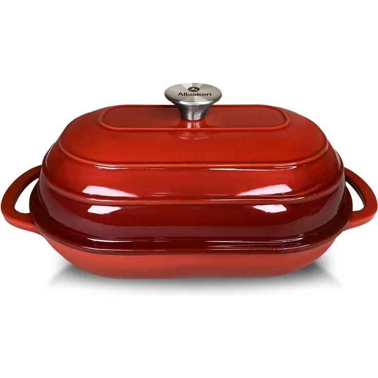 Gusseisen-Bräter RODELUXE rot 37,5/31x19,5x7,5 cm 2,6 l