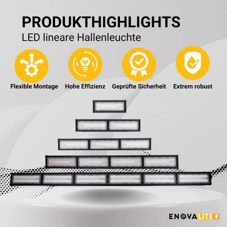 ENOVALITE LED Arbeitsleuchte LED-HighBay, linear, 50 W, 6000 lm, 5000 K (neutralweiß), IP65, LED fest integriert, Tageslichtweiß, neutralweiß – Bild 2