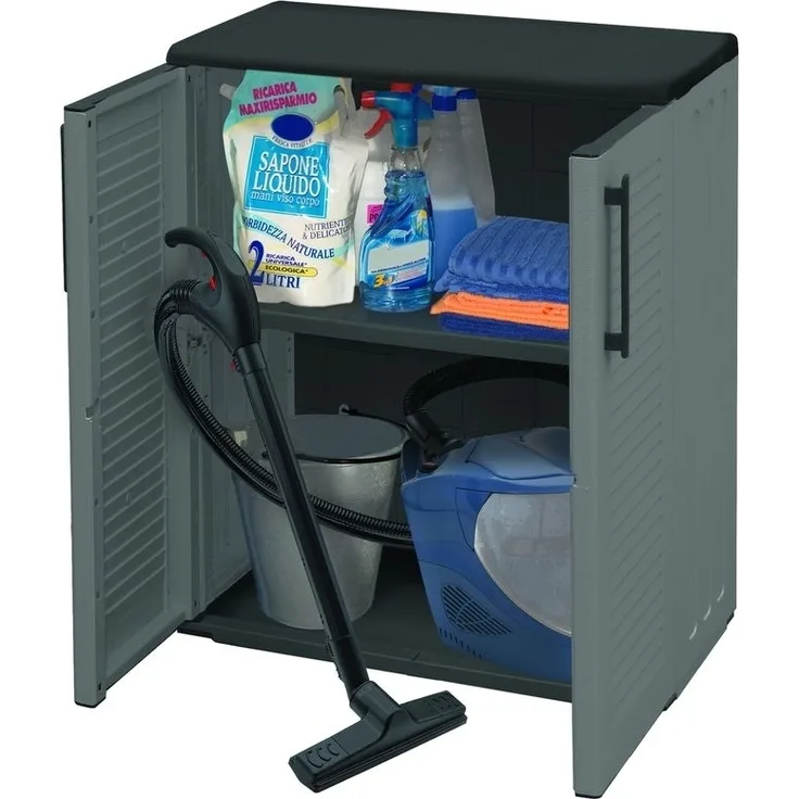 Gartenschrank Wetterfest, Kunststoff Grau, 68 x 37 x 84 cm