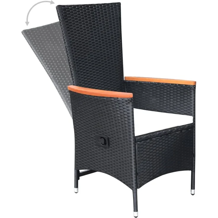 Garten-Liegestühle 2 Stk. Sonnenliege mit Auflagen Poly Rattan Schwarz – Bild 7
