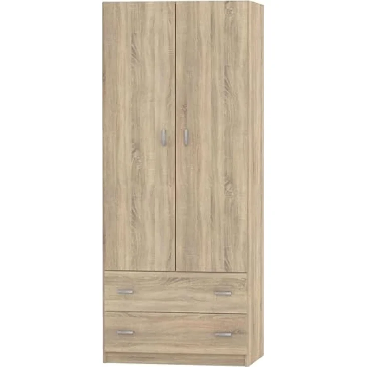 Muebles Pitarch | Schlafzimmerschrank 2 Türen 2 Schubladen, Cambrian-Eiche, 180 x 74 x 50 cm (Höhe x Breite x Tiefe), Modernes Beistellmöbel, Tibet Kollektion – Bild 4