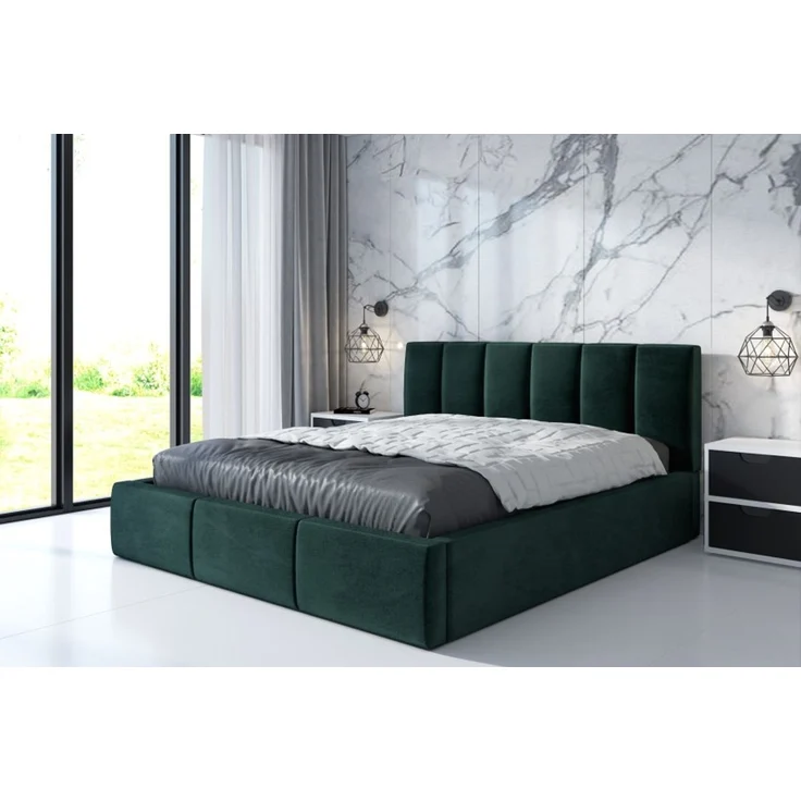 Polsterbett LISI 180x200 mit Matratze, Bettkasten und Lattenrost. Farbe: Dunkelgrun 10 – Bild 2