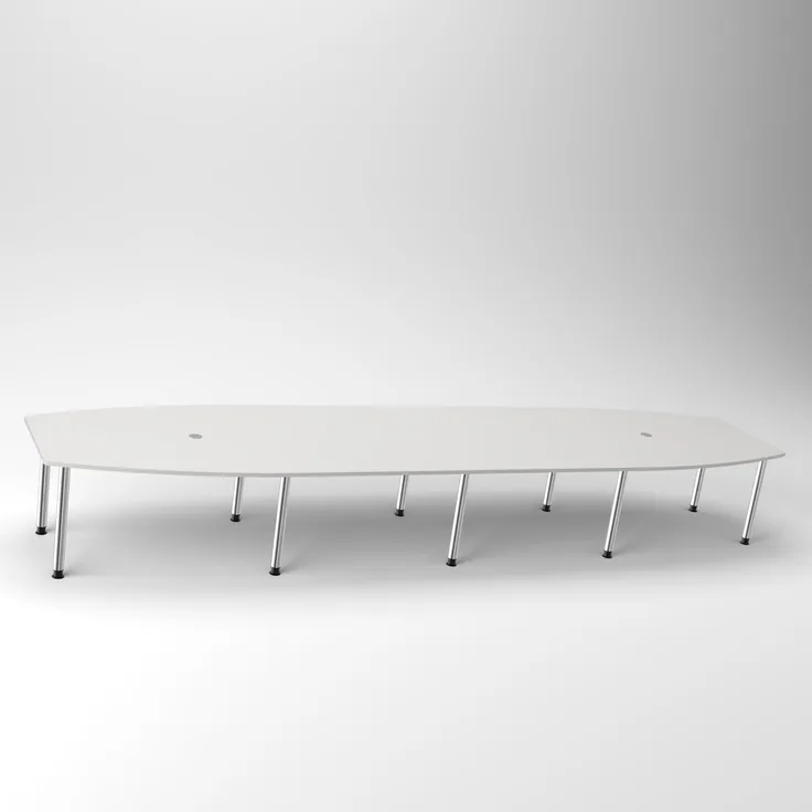 Rheinland Möbel Konferenztisch KONTI 520x130 cm – ovaler Besprechungstisch in Nussbaum mit verchromten Rundrohrfüßen & 2 Kabelauslässen, erweiterbarer Meetingtisch für 16–18 Personen, moderner XXL-Tisch fürs Büro