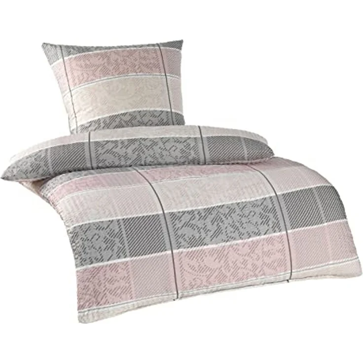 Soma Microfaser Seersucker Bettwäsche 135x200 cm Bettbezug 135x200 cm Kopfkissenbezug 80x80 cm Klara Rose – Bild 1