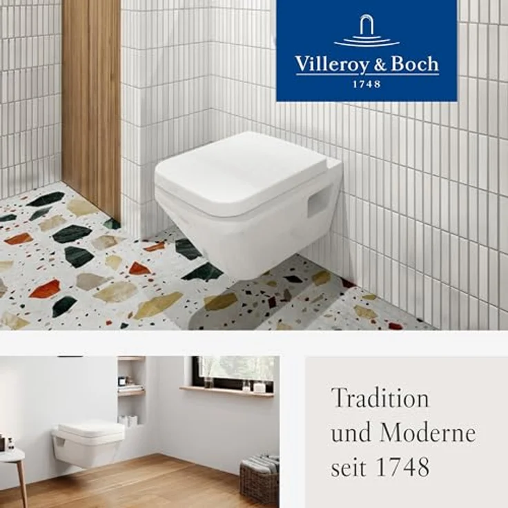 Villeroy & Boch Architectura WC-Sitz - Toilettendeckel mit Absenkautomatik - Abnehmbarer, bruchsicherer Toilettensitz aus Duroplast - Ersatzteil - Klodeckel in eckiger Form - Weiß Alpin, glänzend – Bild 9
