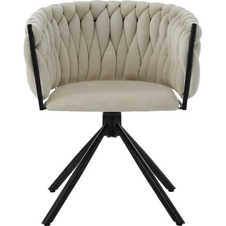 Merax Samt-Esszimmerstuhl, 4er set, Schlafzimmer-Drehstuhl, Freizeit-Drehstuhl mit vier Stützbeinen aus Metall, beige – Bild 8