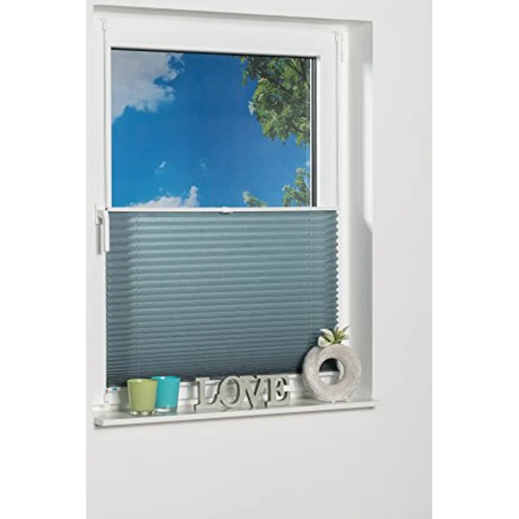Khome Klemmfix-Plissee 40 x 210 cm, Lichtschutz in Petrol mit moderner Crushed Optik, stufenlos verstellbar und ohne Bohren montierbar – Bild 4