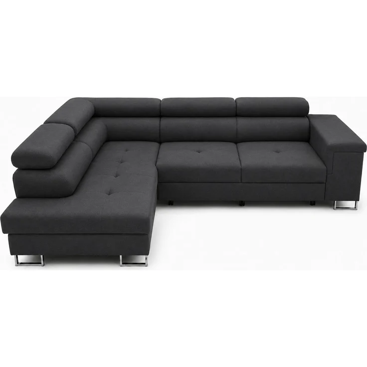 KRISAN MÖBEL Ecksofa L-Form ALVARO in Graphit 275 x 90 x 202 cm mit Schlaffunktion und Bettkasten Links – Bild 1