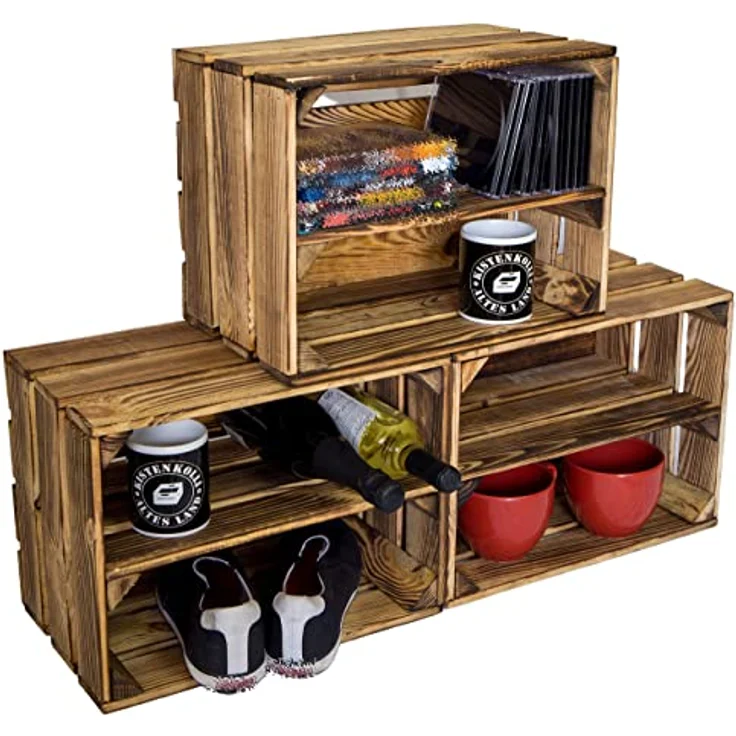 geflammtes Schuhregal Bella Mini für Kinder mit Zwischenbrett 40 x 30 x 25 cm/Apfelkisten Weinkisten Holzkisten aus dem Alten Land (1 x Schuhregal Mini für Kinder) – Bild 8