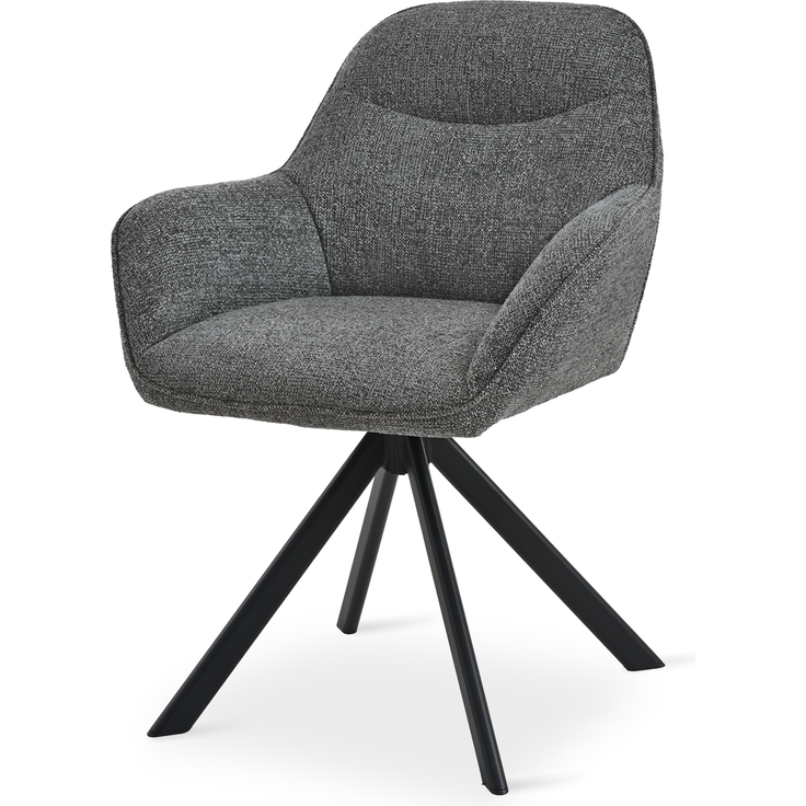 GOEURVANT 1370 Esszimmerstühle 2er-Set mit Armlehnen, 360° Drehbar, Chenille - Schiefergrau – Bild 3