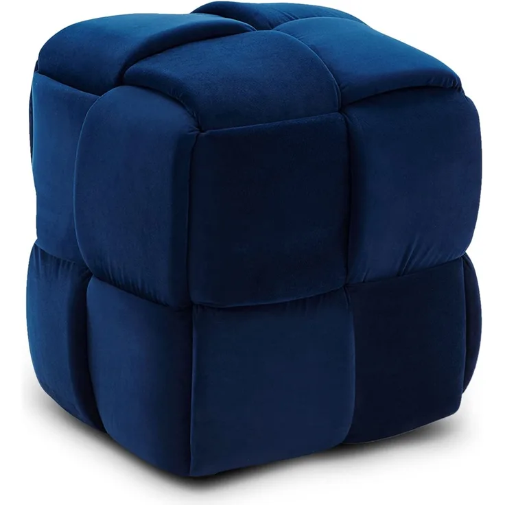 Vesgantti Sitzhocker, Ottomanischer Fußhoker aus Samt, Moderne Sitztruhe für Wohnzimmer, Schlafzimmer, Eingangsbereich, 43 x 43 x 46 cm, Max. Belastbarkeit 140 kg, KIVIK Serie