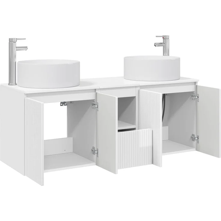 vidaXL Badezimmerschrank-Set 3 stk. Hochglanz Weiß 129 x 44,5 x 80 cm 3405741 – Bild 4