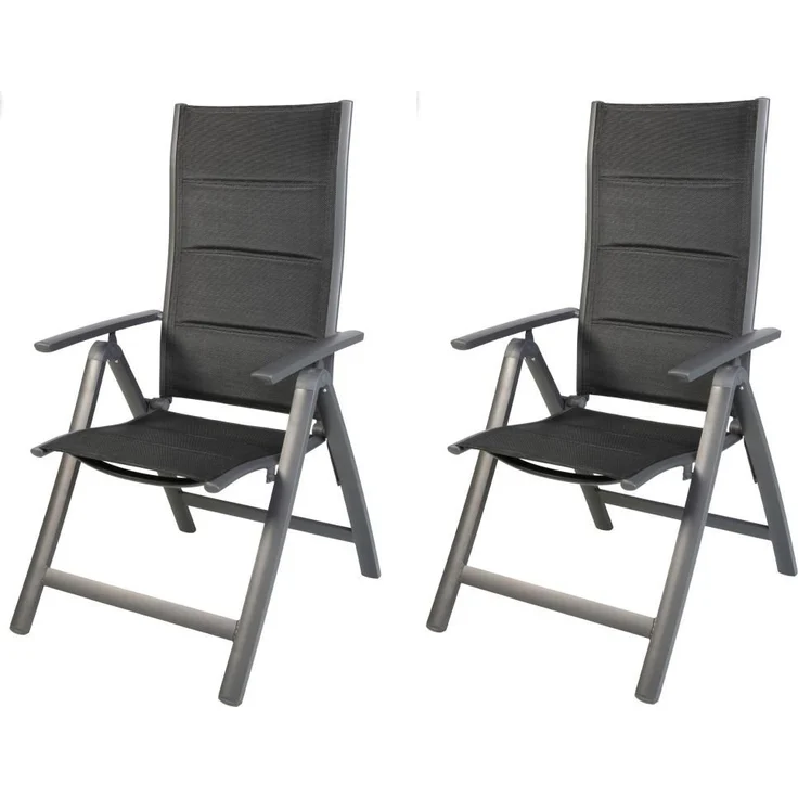 2 Stück Gartensessel Comfort 6-fach verstellbar gepolstert schwarz – Bild 1