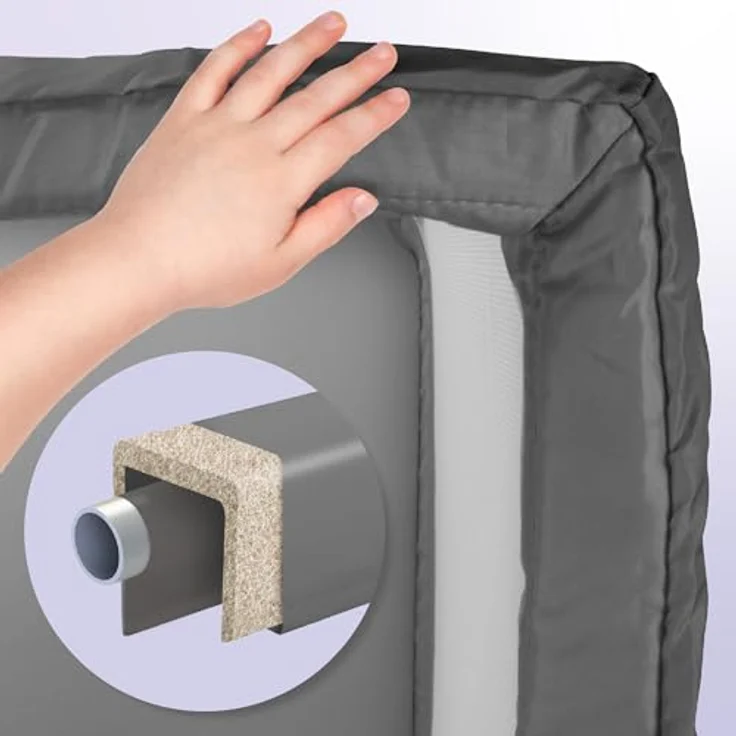 sun baby Laufstall 150x200 cm 0-2 Jahre Grau, Polyester, Netzwände, Eingang mit Reißverschluss, rutschfeste Füße, Tragetasche im Set, Metallrahmen – Bild 10