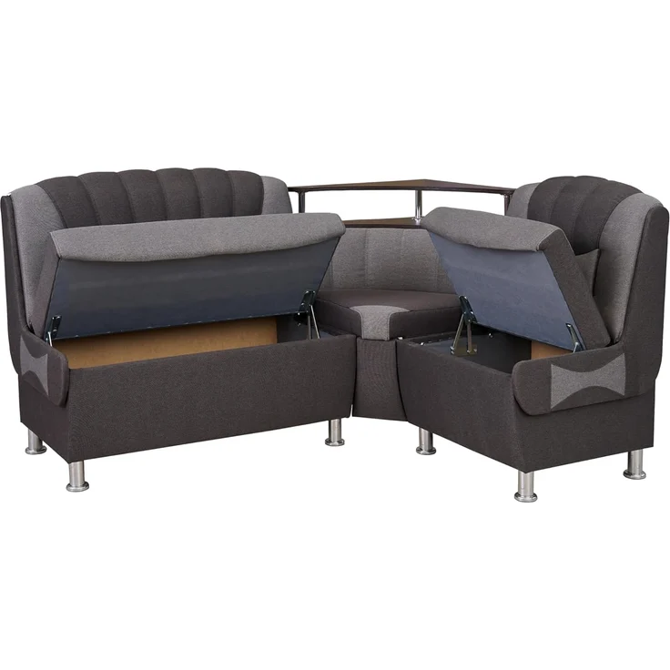 Rodnik Eckbank "Samba New", Grau, Sitze gepolstert, mit Stauraum und Ablage, ?164cmx128 cm – Bild 2